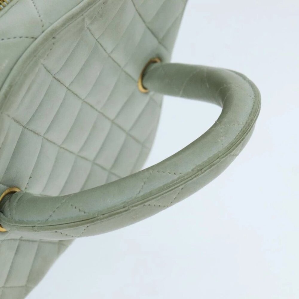 CHANEL Matelasse Vanity Cosmetic Pouch Lamb Skin Blue Gold CC Auth yk15445 - Picture 13 of 16